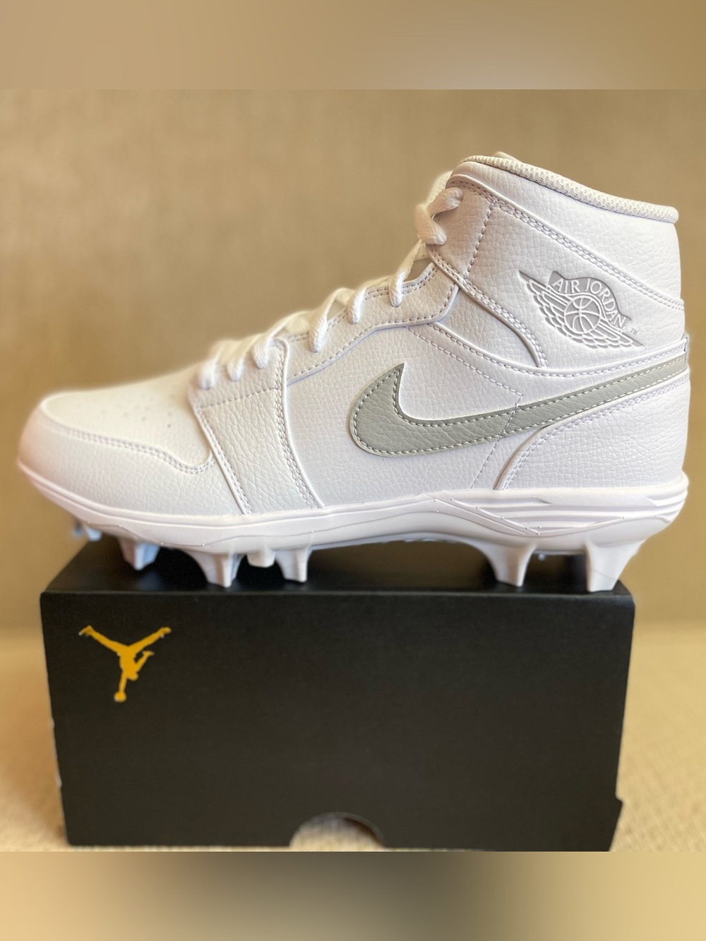 Nike Air Jordan 1 Mid TD Cleat Grey Fog White FJ6805-101 Men's NEW